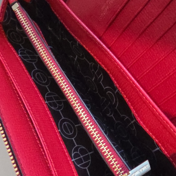 HENRI BENDEL NEW YORK Red Stripe Zip Around Long Wallet - Picture 9 of 13